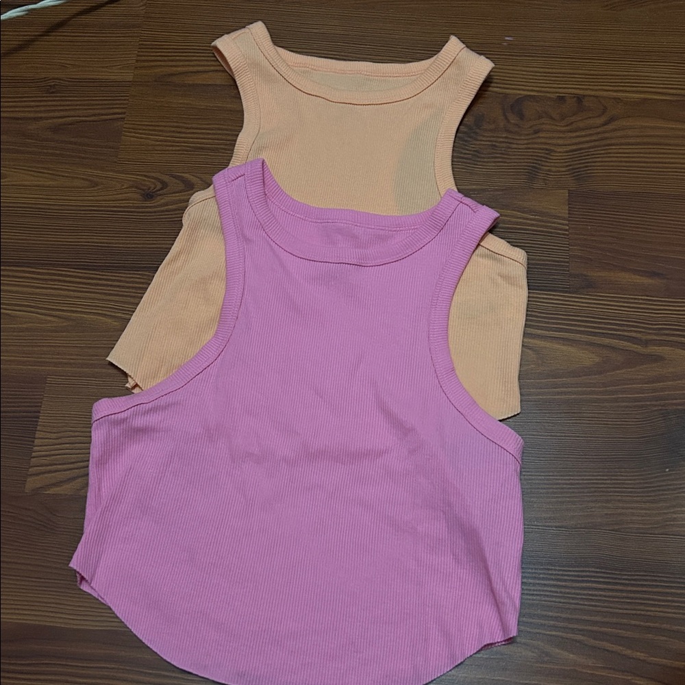 Wild Fable Peach and Pink Ribbed Tank Tops